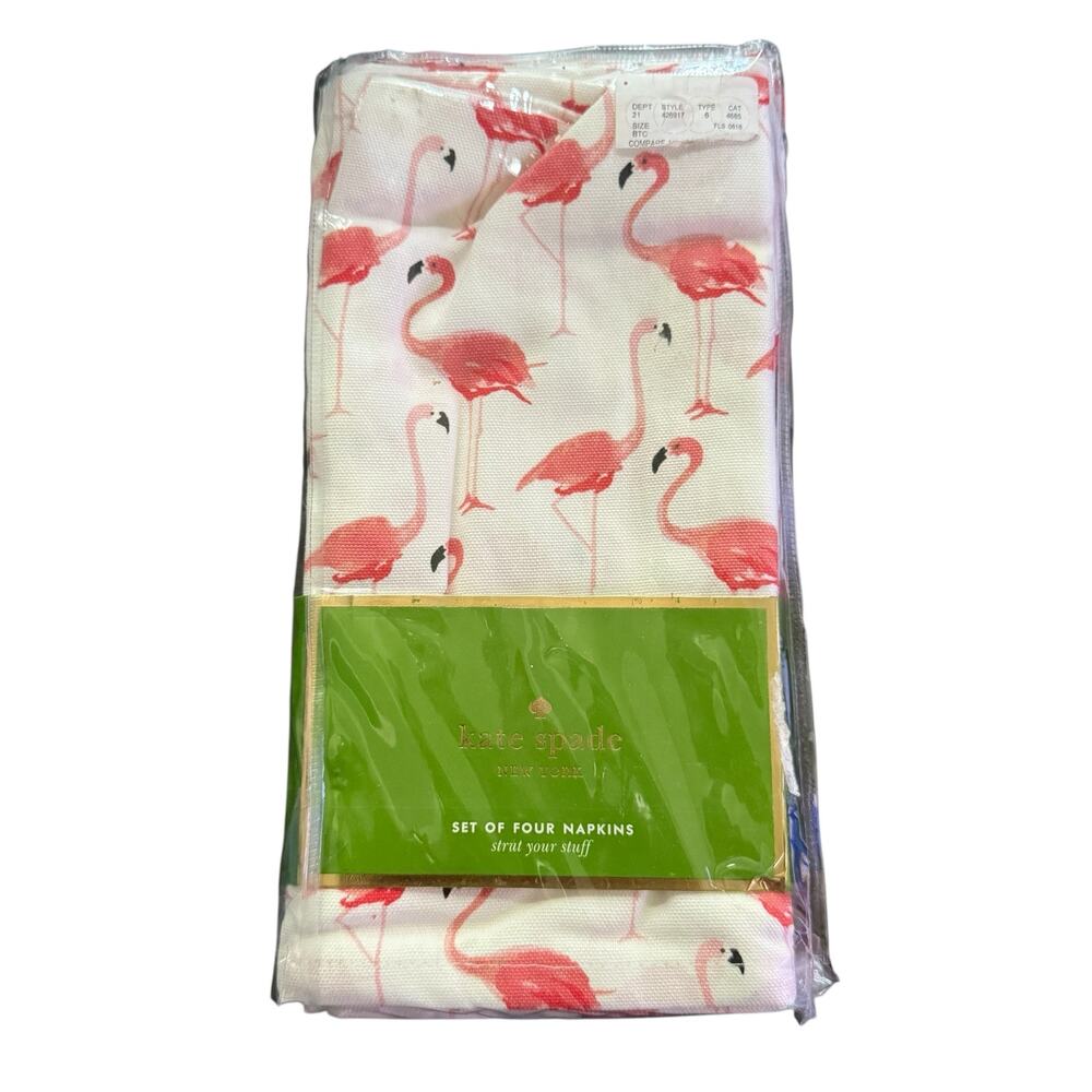 Kate Spade New York "Strut Your Stuff" Pink Flamingo Napkins Set of Four NWT